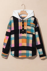 Drawstring Color Block Long Sleeve Hoodie OutfitFlow